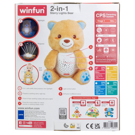 Proiector si lampa de veghe Ursulet, 0 luni+, Winfun 659415