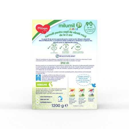 Formula de lapte de crestere Milumil Junior, +2 ani, 1200 g, Milupa 753516