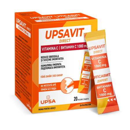 Upsavit Direct Vitamina C, 1000 mg, 20 plicuri orodispersabile, Upsa