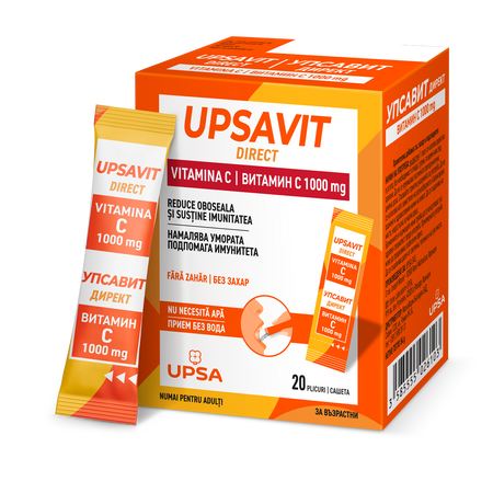 Upsavit Direct Vitamina C, 1000 mg, 20 plicuri orodispersabile, Upsa 659485