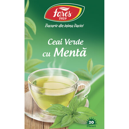 Ceai verde cu menta, 20 plicuri, Fares 722659