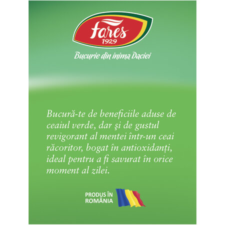 Ceai verde cu menta, 20 plicuri, Fares 722658