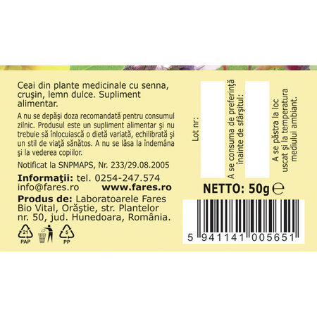 Ceai laxativ, 50g, Fares 721093