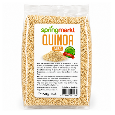 Eticheta Produs Quinoa alba, 150 g, Spring Markt