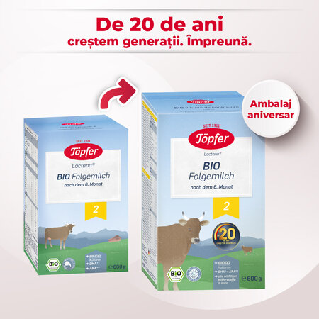 Lapte praf Bio 2 Lactana, +6 luni, 600 g, Topfer 678678