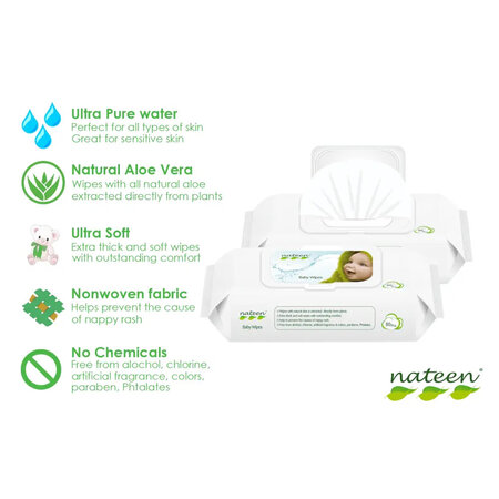 Servetele umede biodegradabile Baby Wipes, 80 bucati, Nateen 659928