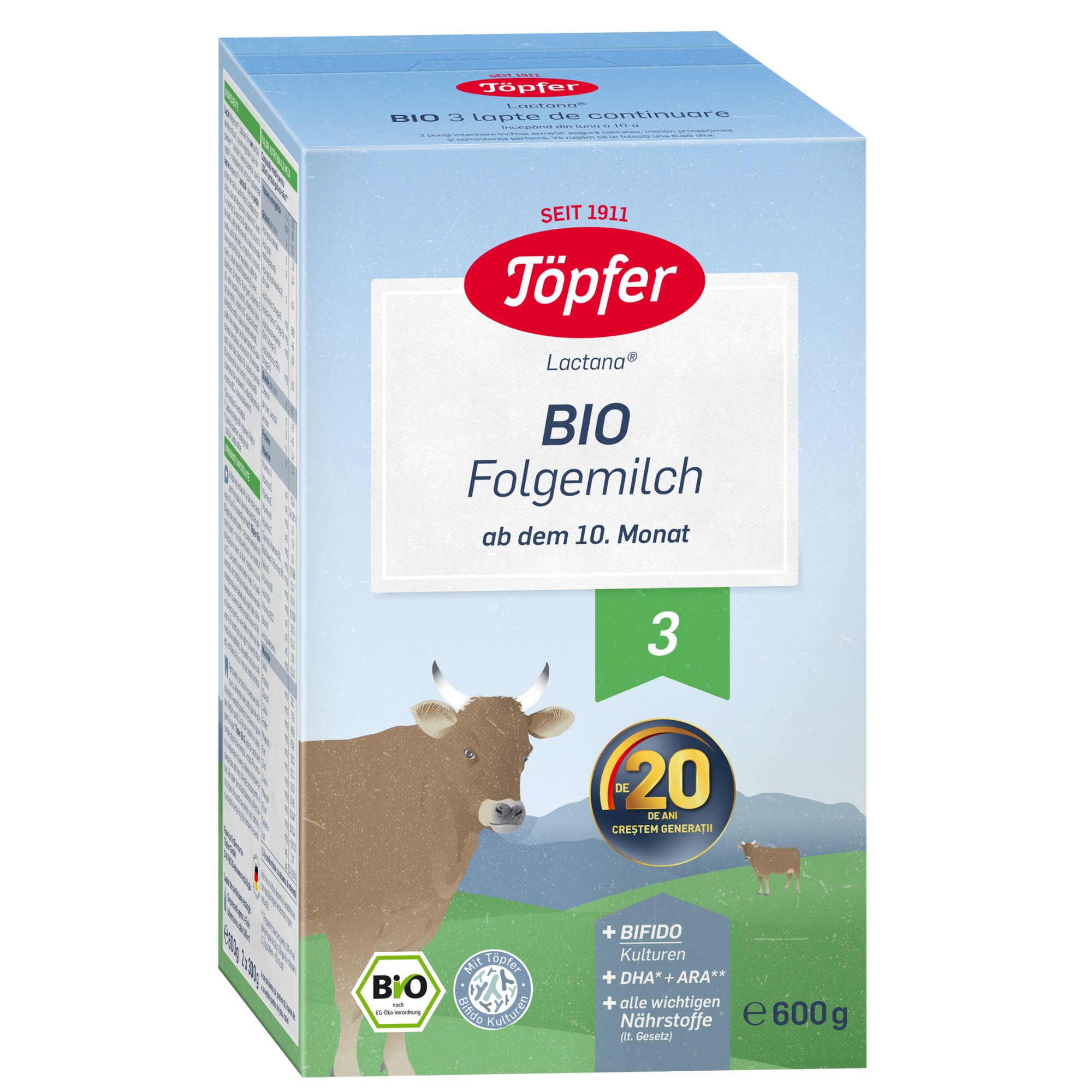 Lapte praf Bio 3 Lactana, +10 luni, 600g, Topfer