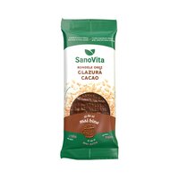Rondele din grau expandat cu glazura de cacao, 66 g, Sanovita
