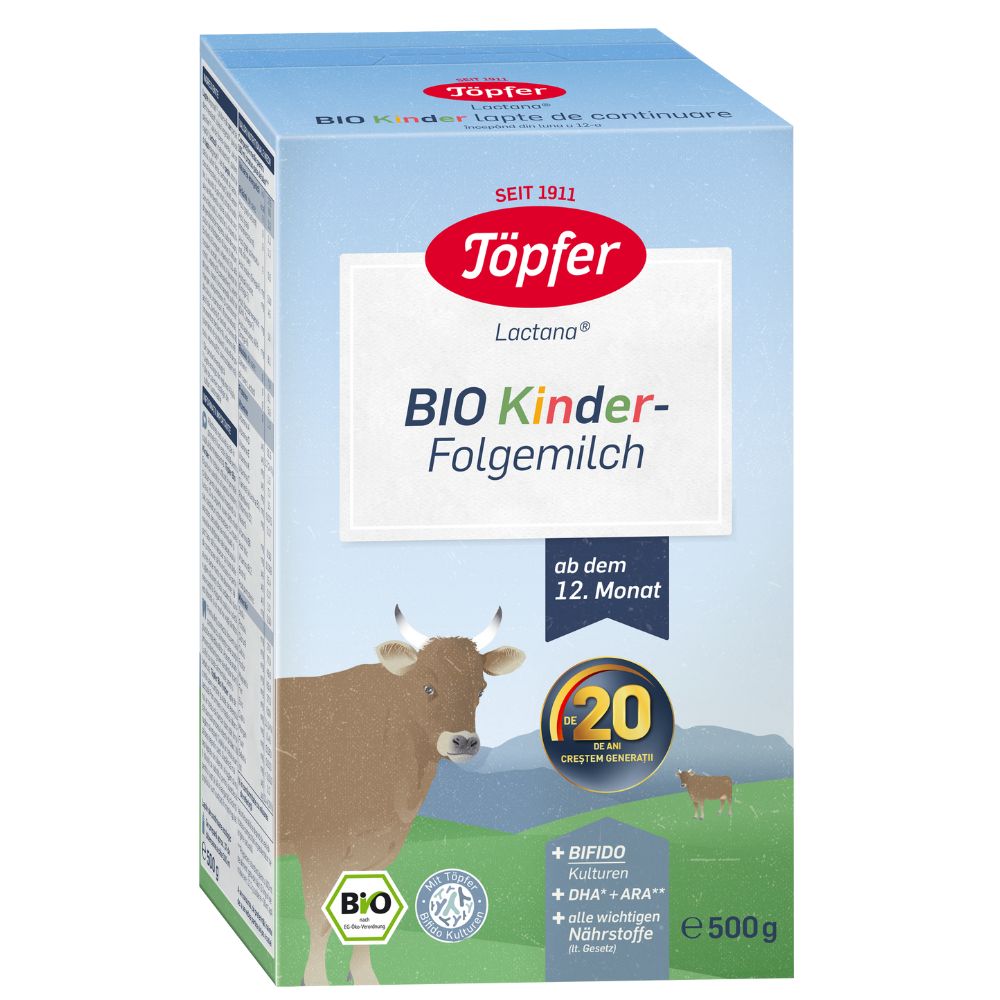 Lapte praf Bio Kinder Lactana, +12 luni, 500 g, Topfer