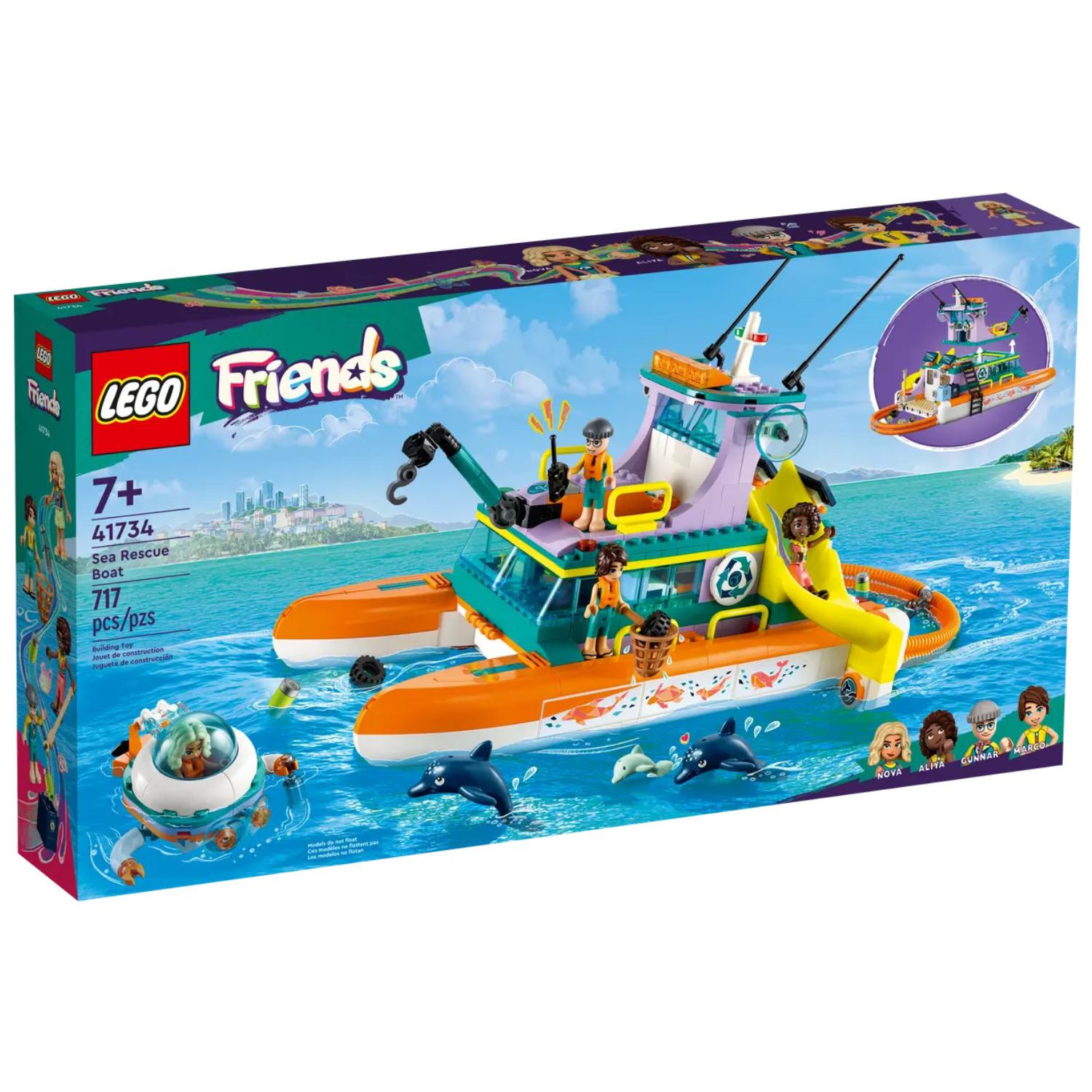 Barca de salvare pe mare, 7+ ani, 41734, Lego Friends