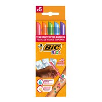 Tatuaje temporare Kids, 6-12 ani, 5 markere + 10 sabloane, BIC