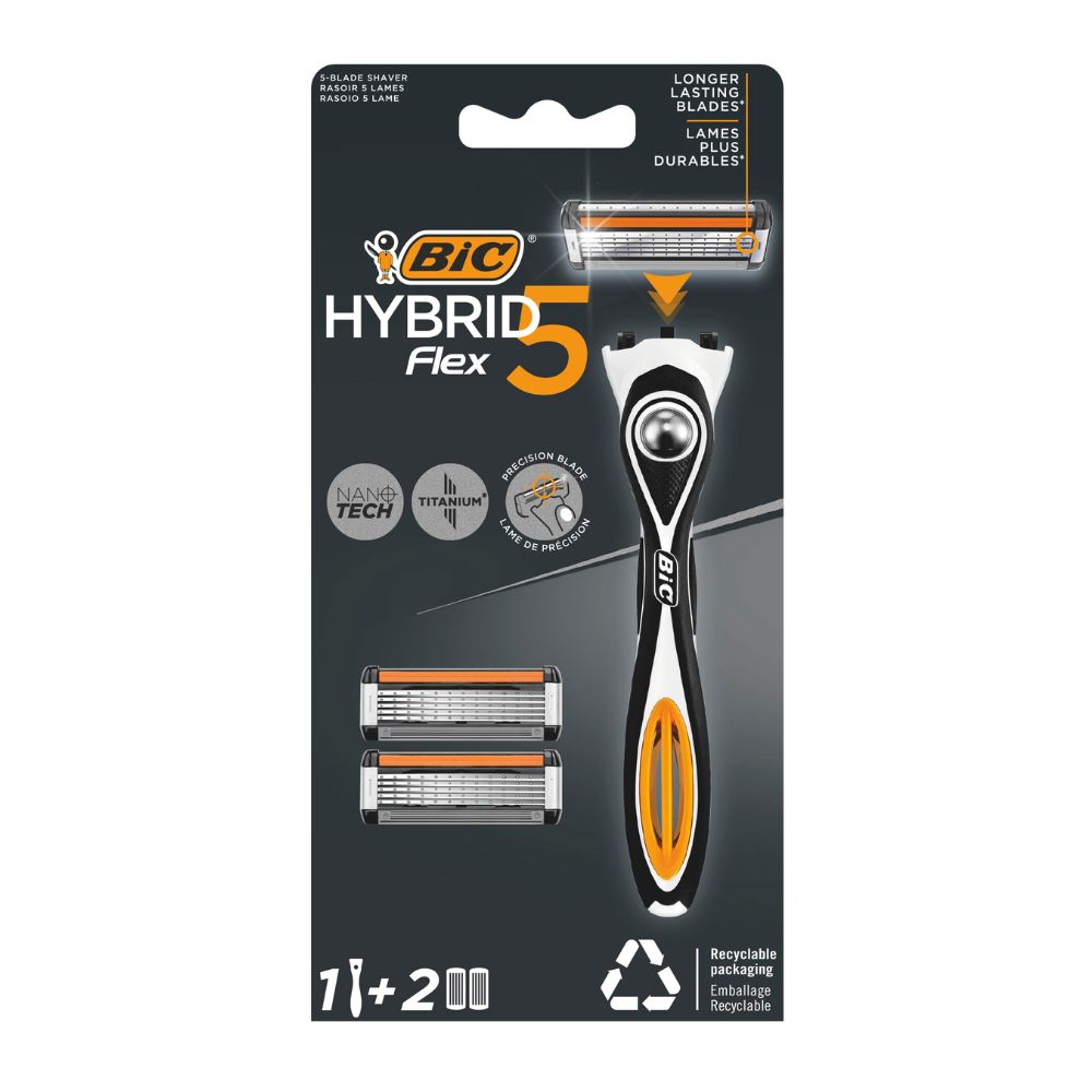 Aparat de ras pentru barbati Hybrid Flex5, 1 + 2 buc, BIC