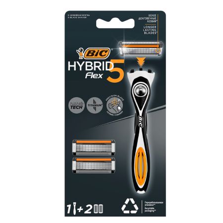Aparat de ras pentru barbati Hybrid Flex5, 1 + 2 buc, BIC