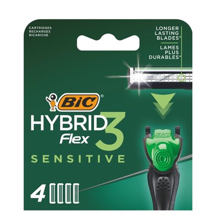 Rezerve aparat de ras pentru barbati Hybrid Flex3 Sensitive, 4 buc, BIC