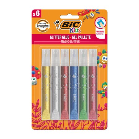 Adeziv cu sclipici Kids, 3 ani+, 6 buc, Bic