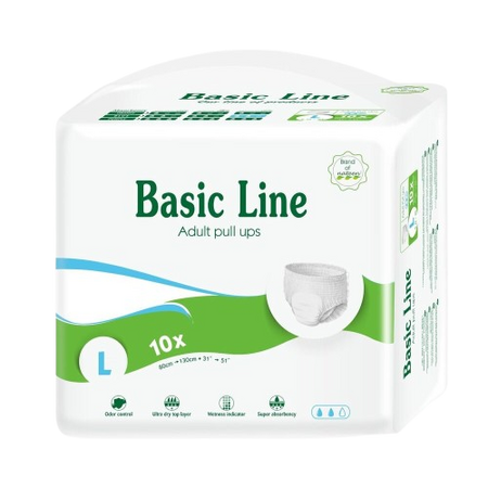 Scutece biodegradabile tip chilot pentru adulti Pants Basic Line, marime L, 10 bucati, Nateen