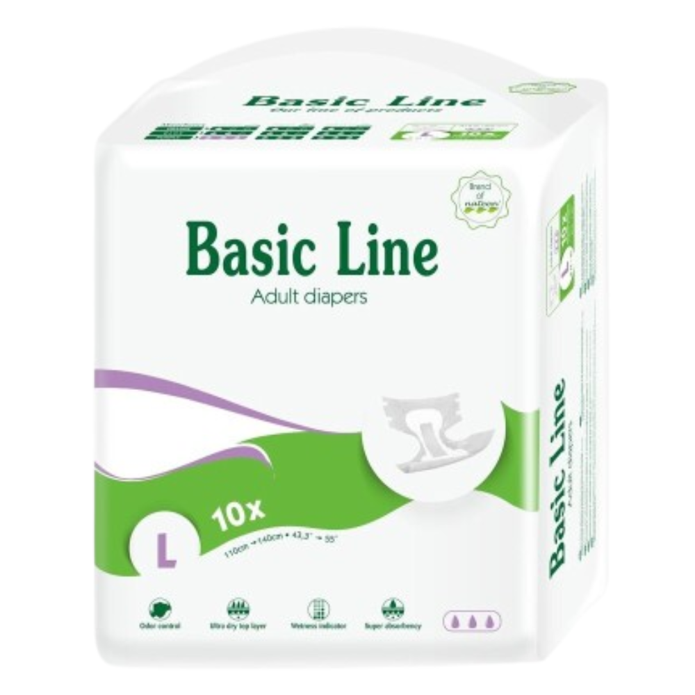 Scutece pentru adulti Purple Basic Line, marime L, 10 bucati, Nateen