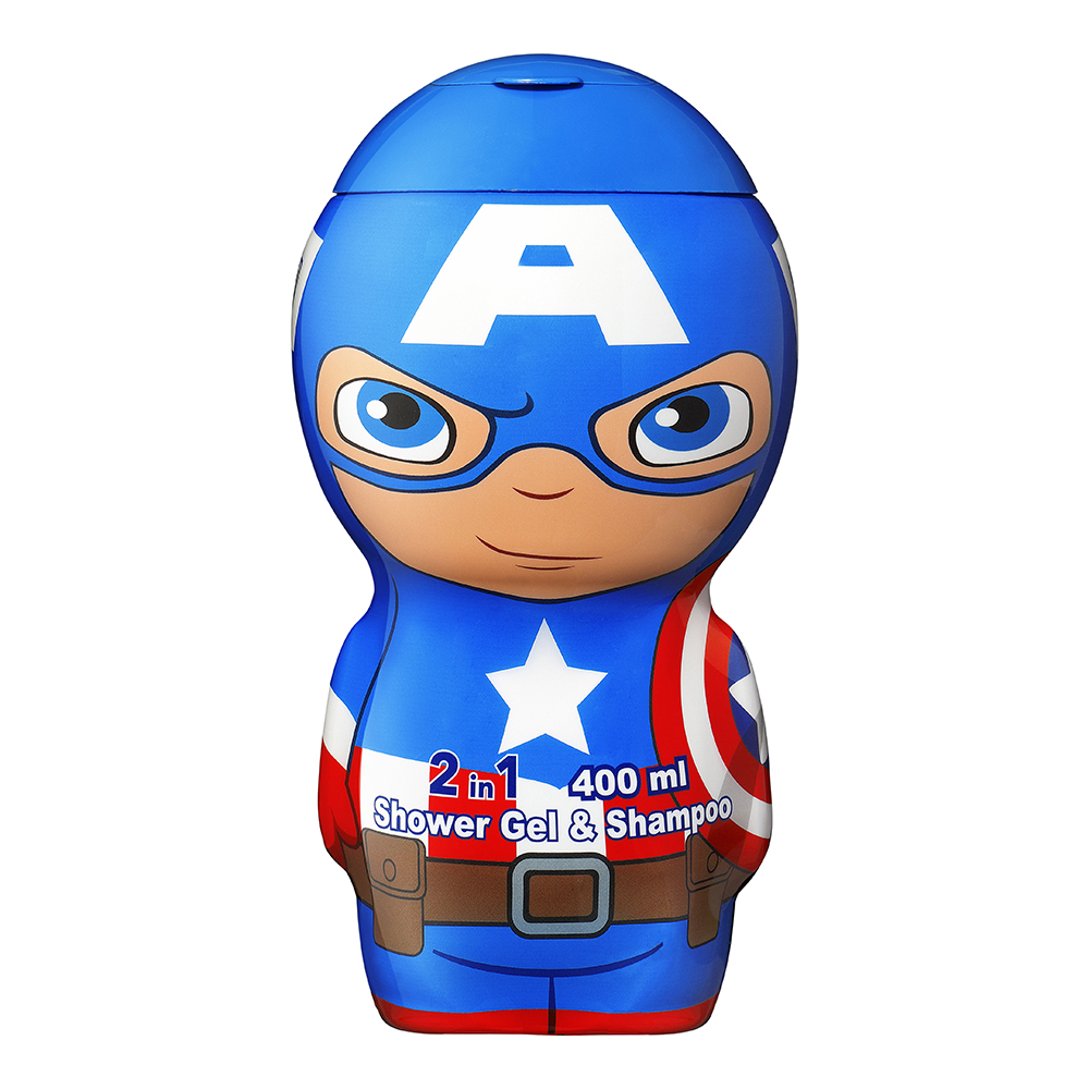 Gel de dus si sampon Captain America, +3 ani, 400 ml, Air Val