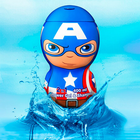 Gel de dus si sampon Captain America, +3 ani, 400 ml, Air Val 660627