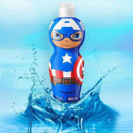 Gel de dus si sampon Captain America 1D, +3 ani, 400 ml, Air Val 660629