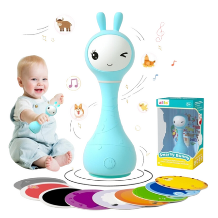 Iepuras interactiv pentru bebelusi, Albastru, 0 luni+, 1 bucata, Alilo 661376