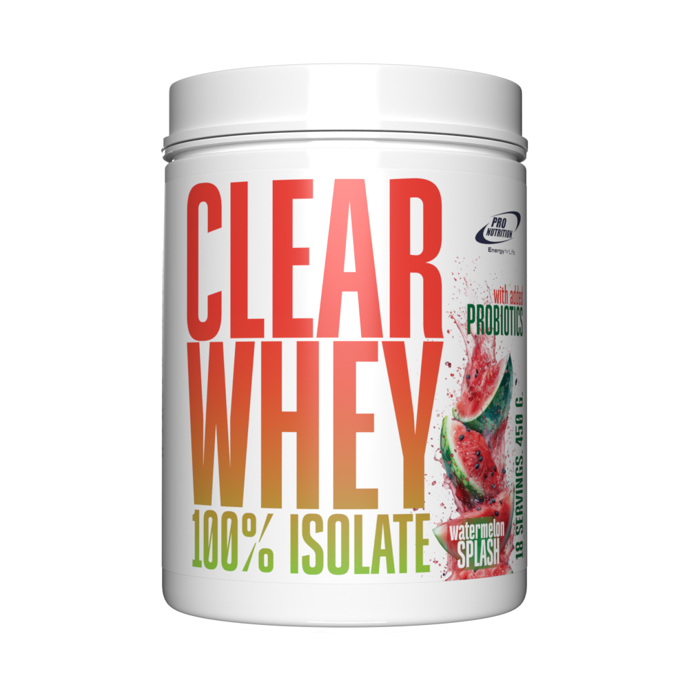 Bautura instant pe baza de izolat proteic din zer cu adaos de probiotice Clear Whey, 450 g, Watermelon, Pro Nutrition