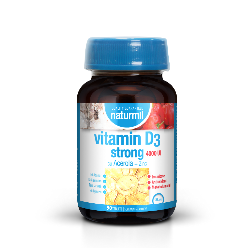 Vitamina D3 Strong Naturmil, 4000 U.I, 90 capsule, Dietmed