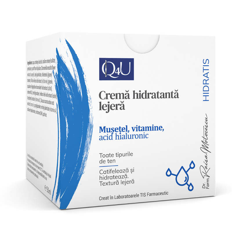 Crema hidratanta cu vitamine, musetel si acid hialuronic Hidratis Q4U, 50 ml, Tis Farmaceutic