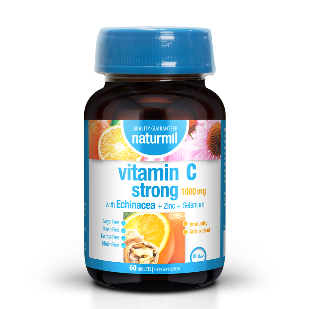 Vitamina C Strong, 1000 mg, 60 tablete, Naturmil