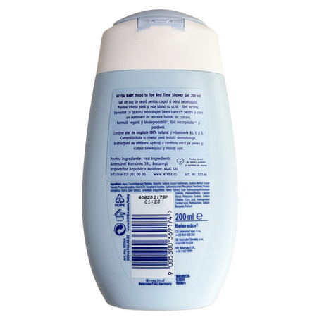 Gel de dus Head to Toe Bed Time Baby, 200 ml, Roz, Nivea 661853
