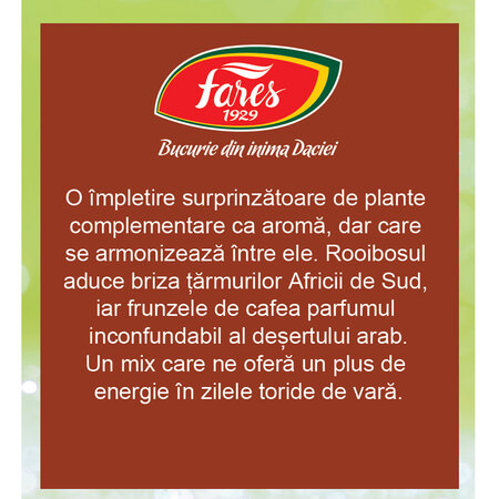 Ceai rece cu frunze de cafea, 12 plicuri, Fares 723106