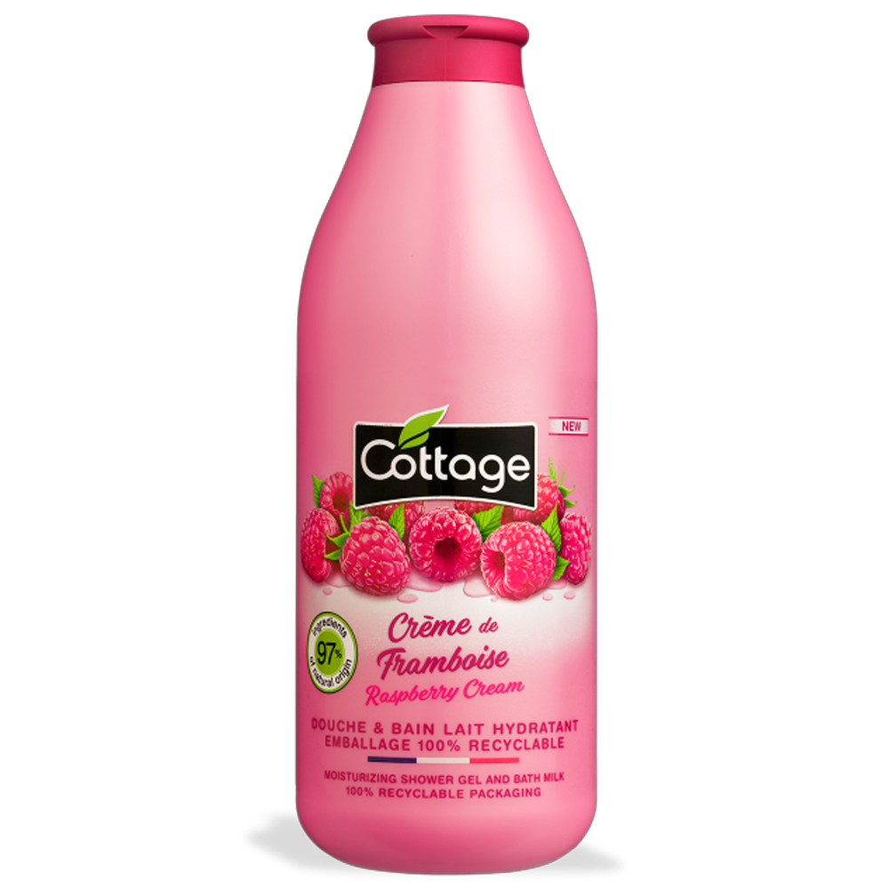 Gel de dus cu lapte si zmeura, 750 ml, Cottage