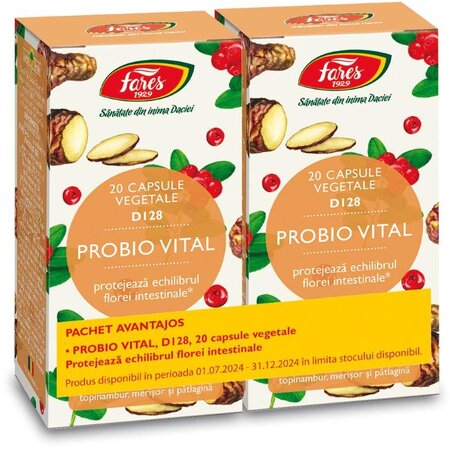 Pachet Probio Vital, D128, 2x20 capsule, Fares