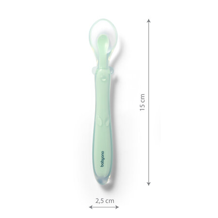 Lingurita flexibila din silicon, Menta, Babyono 662248