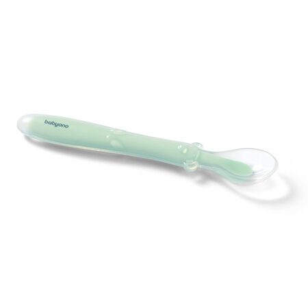 Lingurita flexibila din silicon, Menta, Babyono 662245