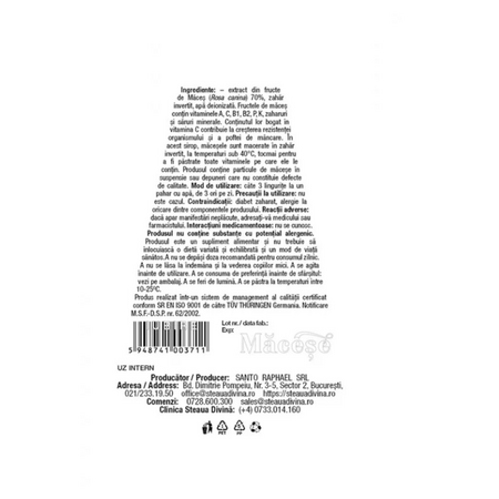 Sirop de macese presat la rece, 250 ml, Steaua Divina 662369