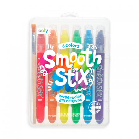 Creioane acuarela cu gel Smooth Stix, 6 culori, Ooly