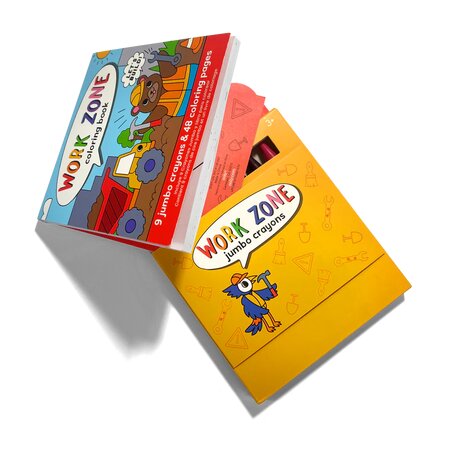 Set carte de colorat si creioane colorate Constructii, +3 ani, Ooly 662598
