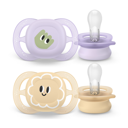 Suzete Ultra Start Philips Avent, 0-2 luni, 2 bucati, Mov/Portocaliu, Eyes, SCF075/03, Philips 662700