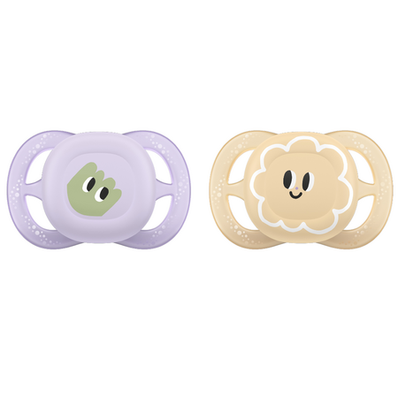 Suzete Ultra Start Philips Avent, 0-2 luni, 2 bucati, Mov/Portocaliu, Eyes, SCF075/03, Philips 662701