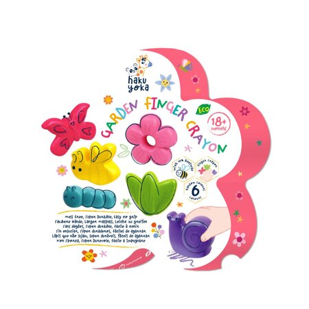 Set 6 creioane cerate pentru degete Gradina, Haku Yoka, +18 luni, Avenir