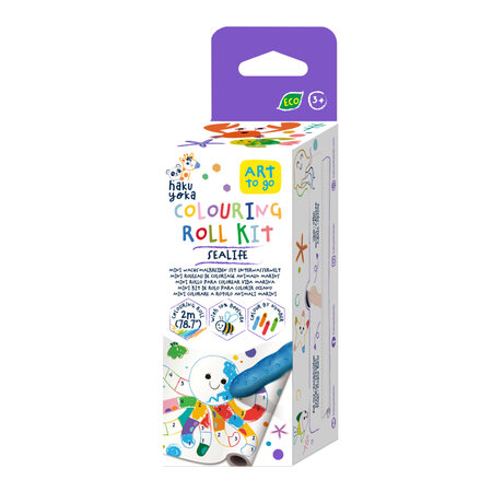 Kit rola de desenat pe numere cu 4 creioane cerate Subacvatic - Haku Yoka, 2 metri, Avenir