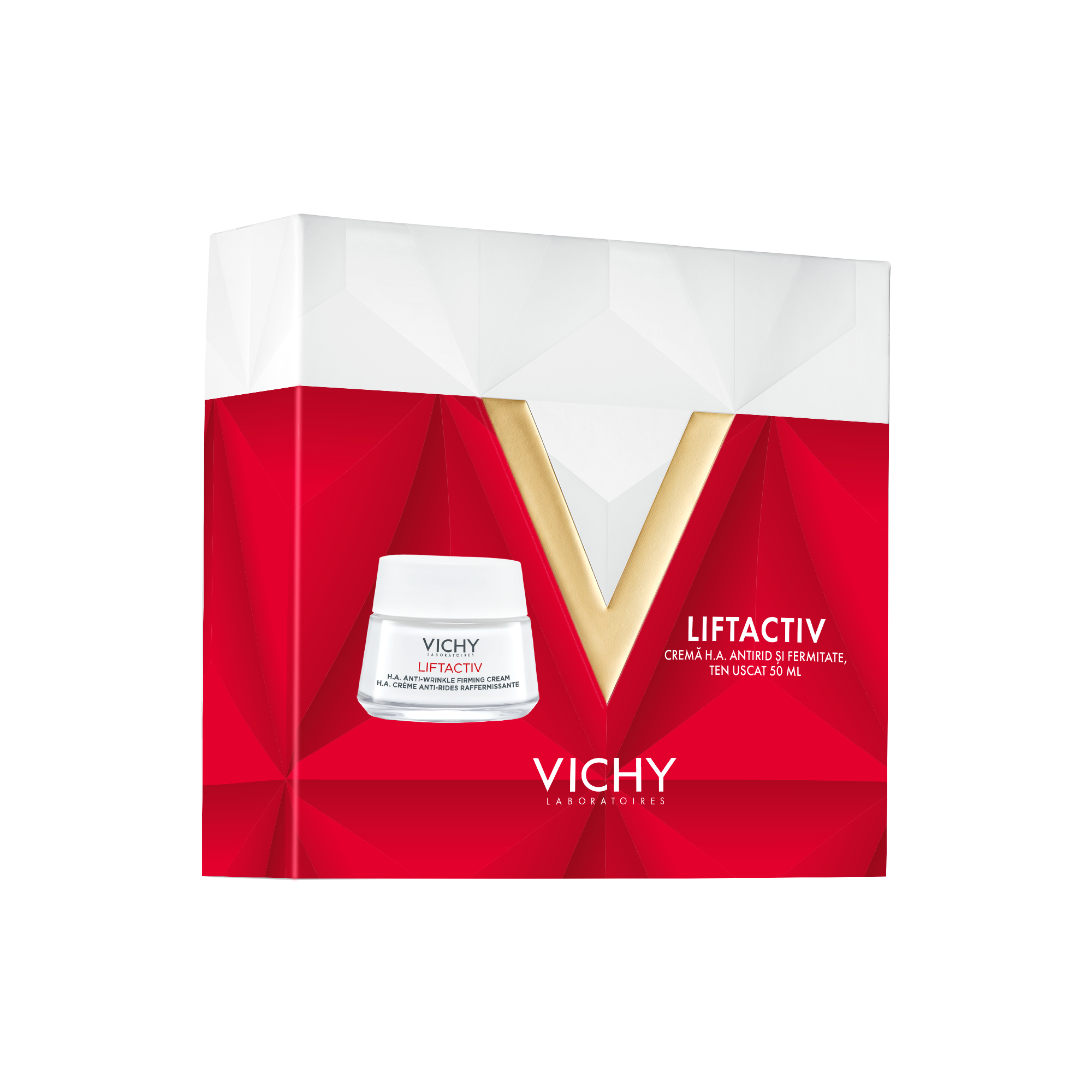 Trusa Liftactiv HA Crema de zi antirid si fermitate pentru ten uscat, 50 ml, Vichy