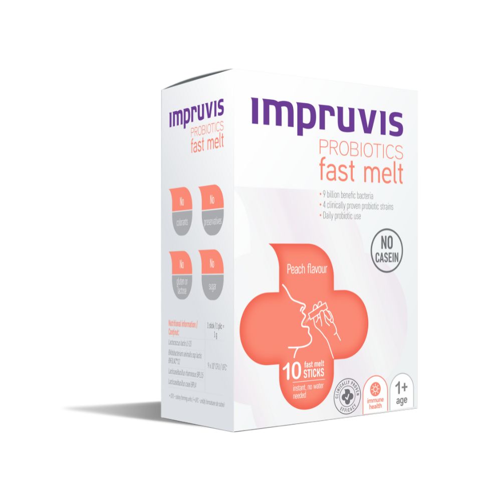 Impruvis Fast Melt cu aroma de piersica, 10 plicuri, Pharma Brands