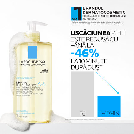 Ulei de spalare relipidant pentru pielea uscata cu tendinta atopica Lipikar AP+, 1000 ml, La Roche Posay 819407