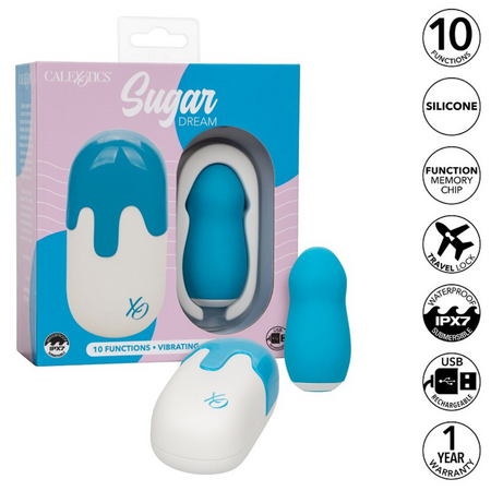 Stimulator Sugar Dream, 10 functii de vibratie, Albastru, CalExotics 662953