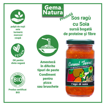 Sos Ragu cu soia Bio, 190 g, Cereal Terra 663095