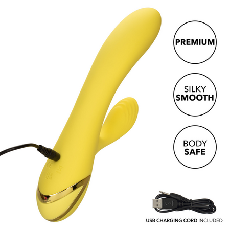 Vibrator din silicon San Diego Seduction, 10 functii de vibratie, Galben, California Dream 663120