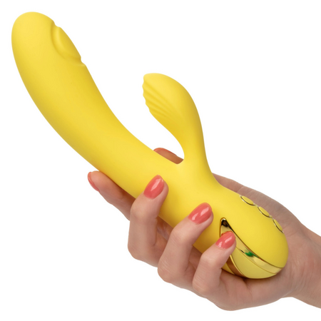 Vibrator din silicon San Diego Seduction, 10 functii de vibratie, Galben, California Dream 663119