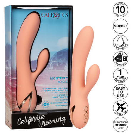 Vibrator din silicon Monterey Magic, 10 functii de vibratie, Portocaliu, California Dream 663128
